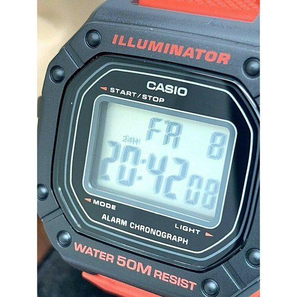 Casio Other - Casio Mens Watch W218H-4BV Illuminator Quartz Digital Red Black Resin Sp…